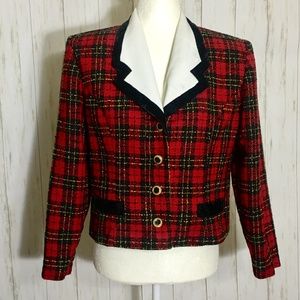 Vintage Red/ Black Buffalo Plaid Blazer Jacket